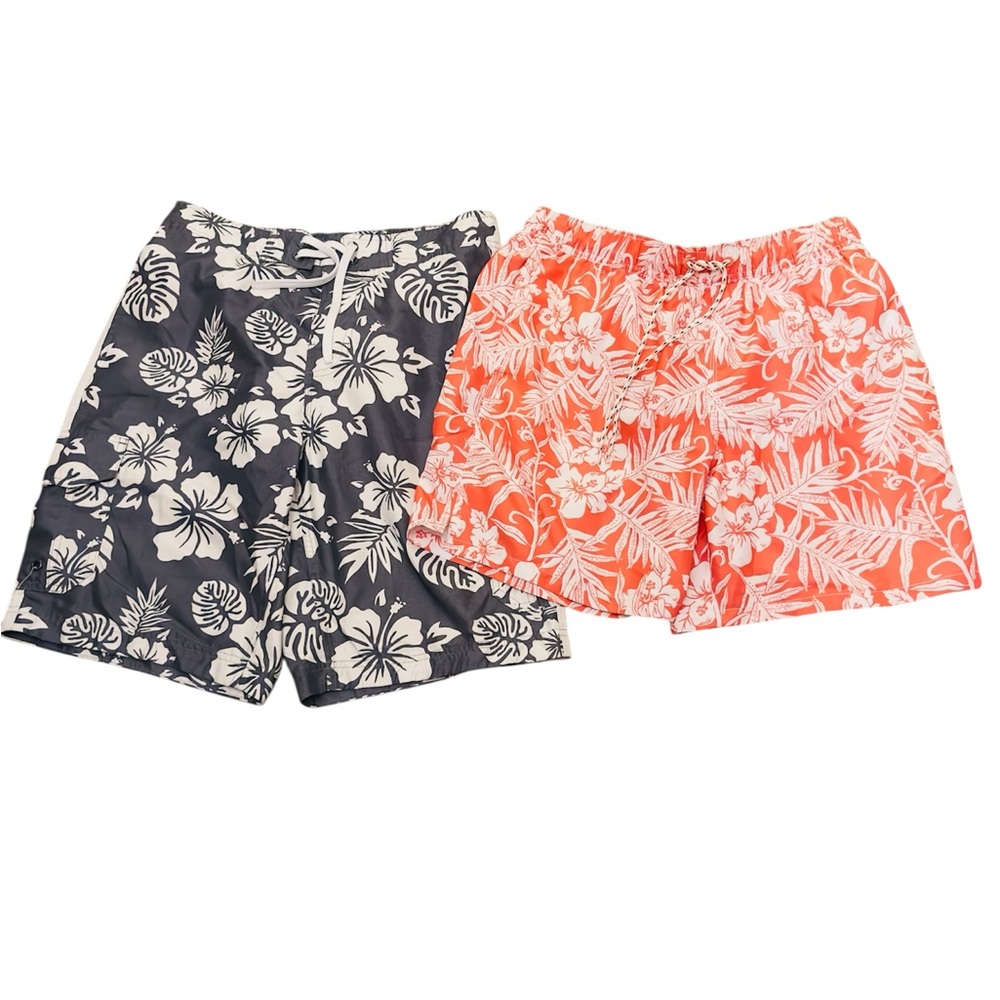 Floral Orange Boys Swimming Trunks